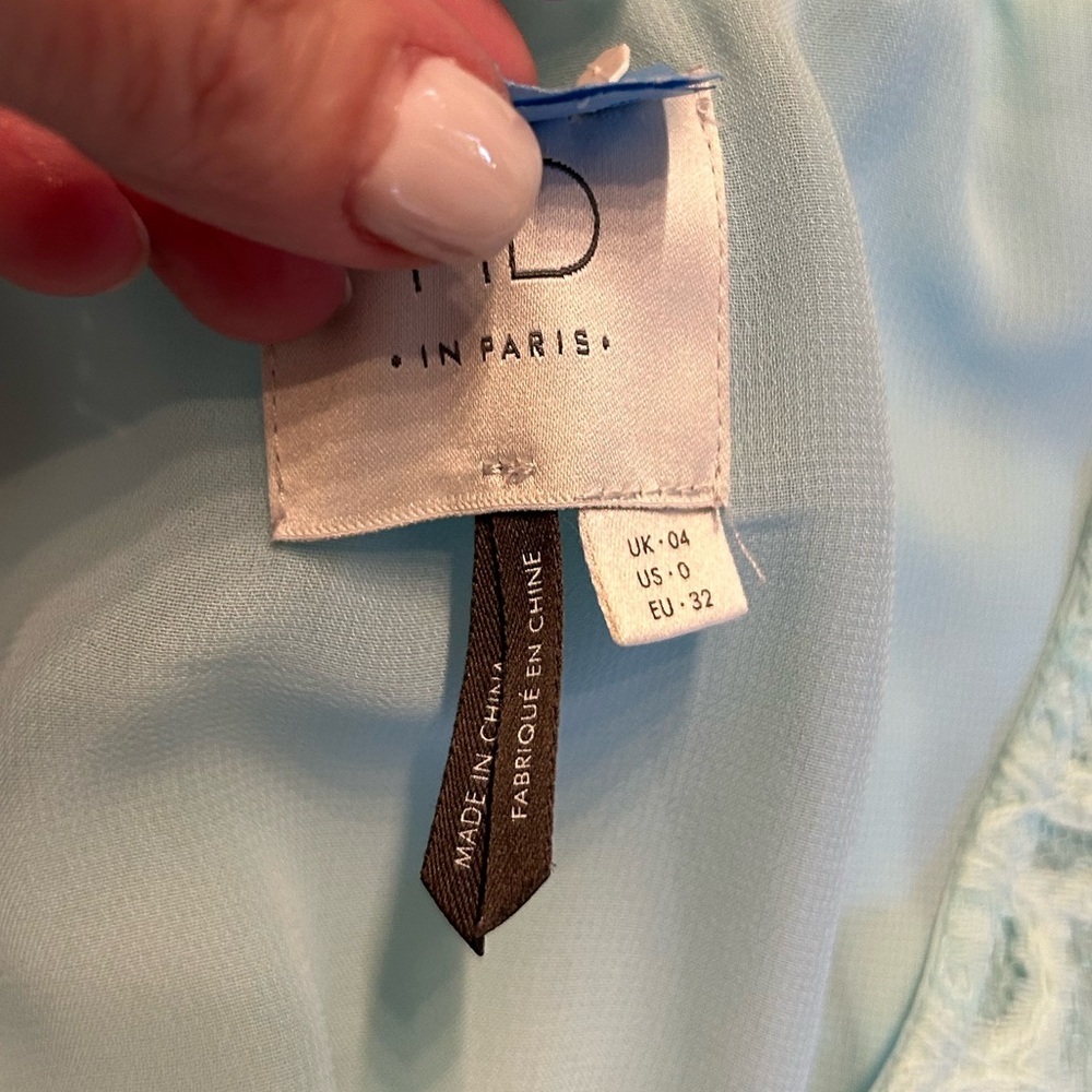 Anthropologie Lace-Yoke Dress Size 2 by HD in Paris Women’s SZ 0 in Sky Blue - Picture 7 of 9